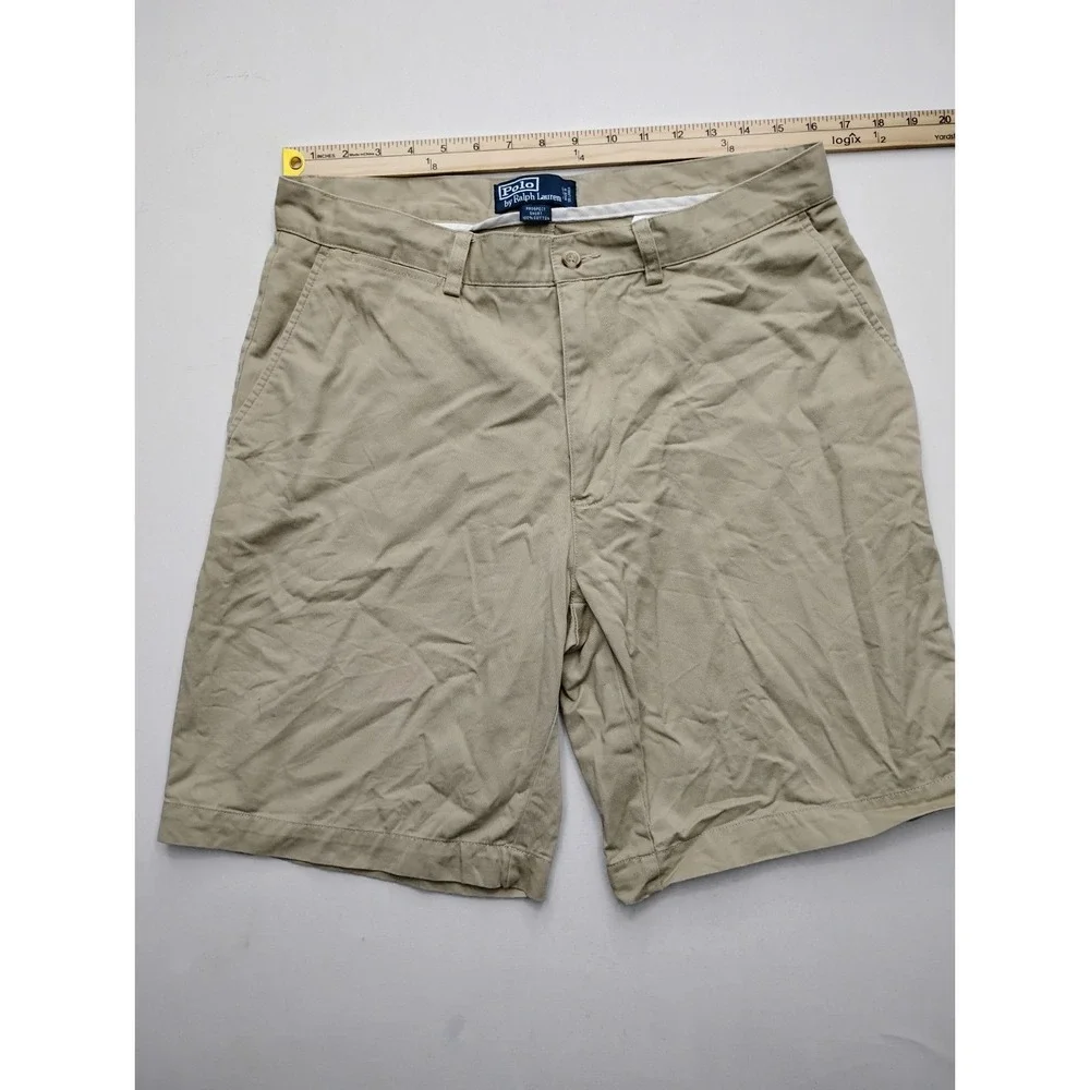 Polo Ralph Lauren‎ Prospect Beige Cotton Chino Shorts Flat Front Mens 33 10in